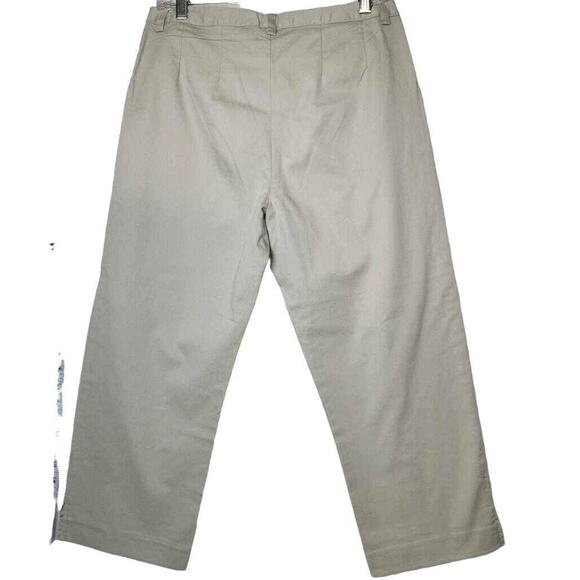 Lady Vesi Capri Pants Minimalist Women 12 High Rise Flat Front Stretch Beige - Picture 2 of 9